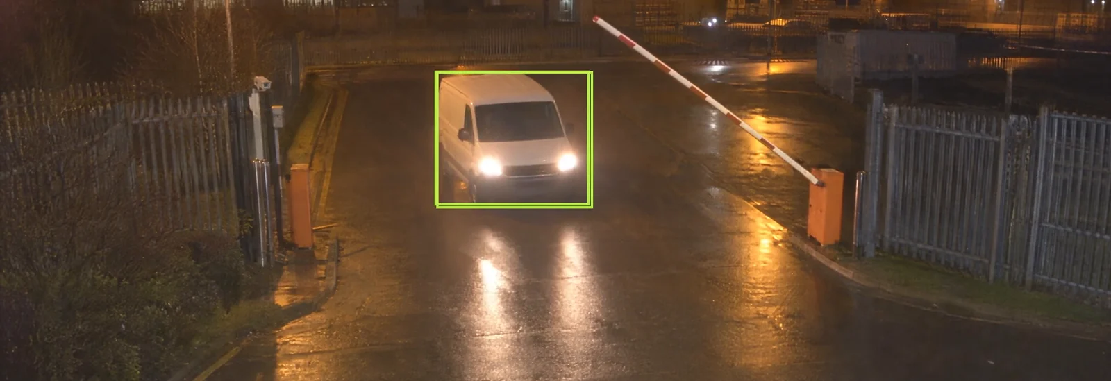 The van at the gate. The three matching camera views and their times are shown below.