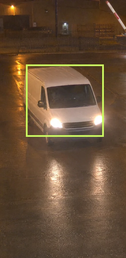 Gate camera, the van at the barrier.