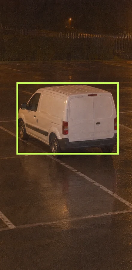 Car park camera, the same van parked.